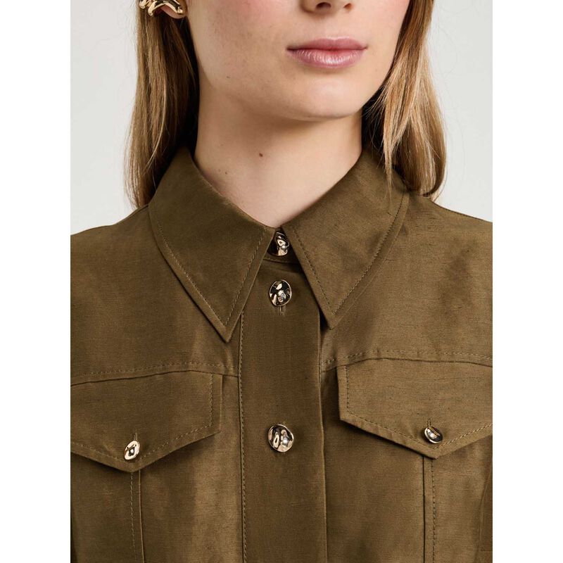 Veronika Maine Linen Viscose Blend Belted Midi Dress image number 2